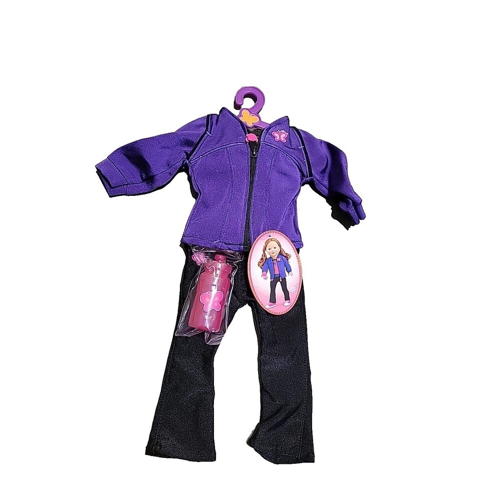 My Life As Doll Yoga Outfit Purple Tracksuit Set w/‎ Water Bottle Fits 18" Dolls
